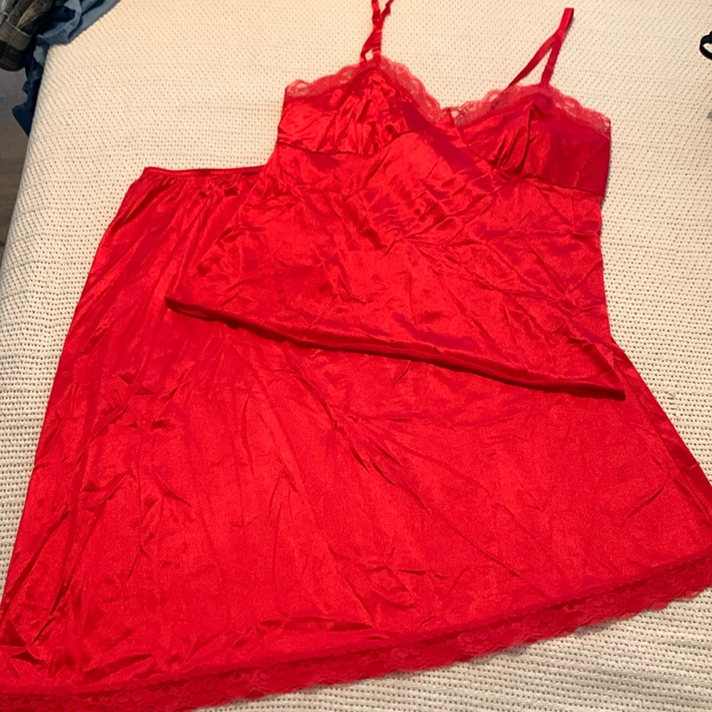 Vintage Red Camisole and Slip By Deanna Beautiful made in USA